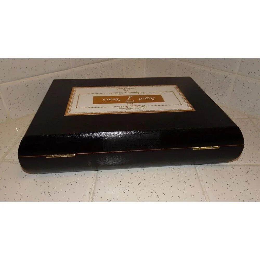 Vintage Rocky Patel Black Wood Cigar Box trinket box stash box jewelry box